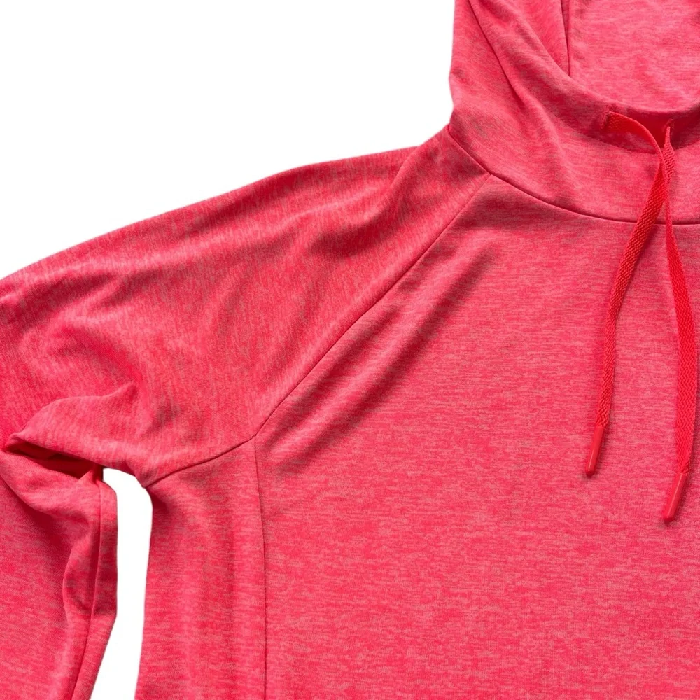 Under Armour Heatgear Womens S Neon Coral Loose Fit Tech Twist Drawstring Hoodie